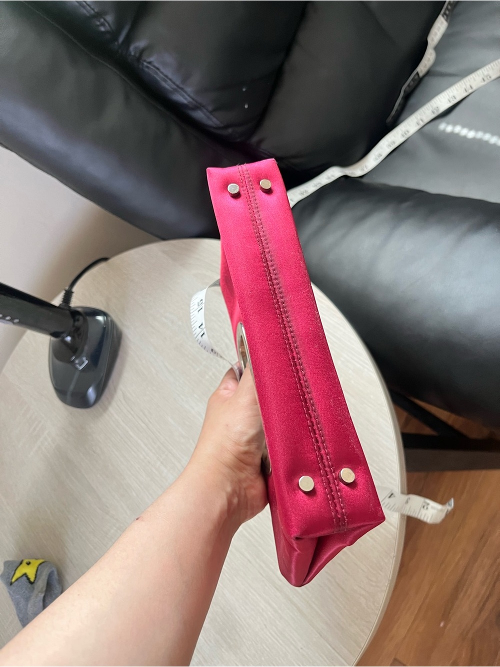Y2K XOXO Deep Red Satin Clutch with Metal Cutout Handle - Picture 6 of 8